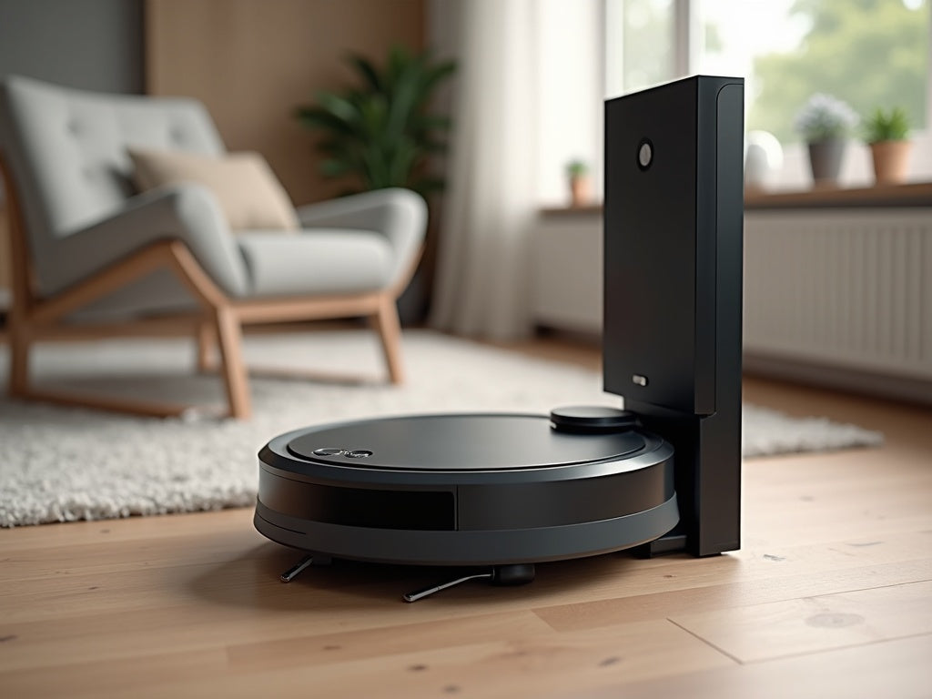 Robot vacuum docking at its self-empty base