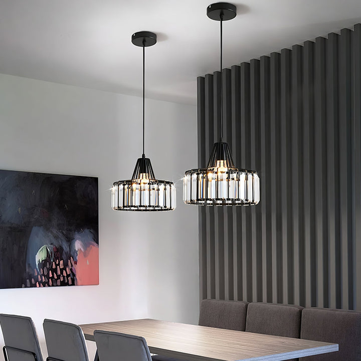 Modern Black Crystal Pendant Light | Elegant Hanging Fixture