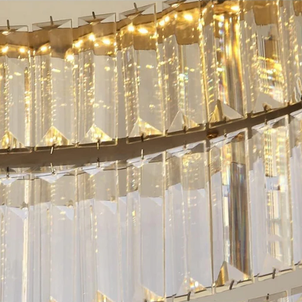 Round Crystal Ceiling Light | Luxurious Gold Finish