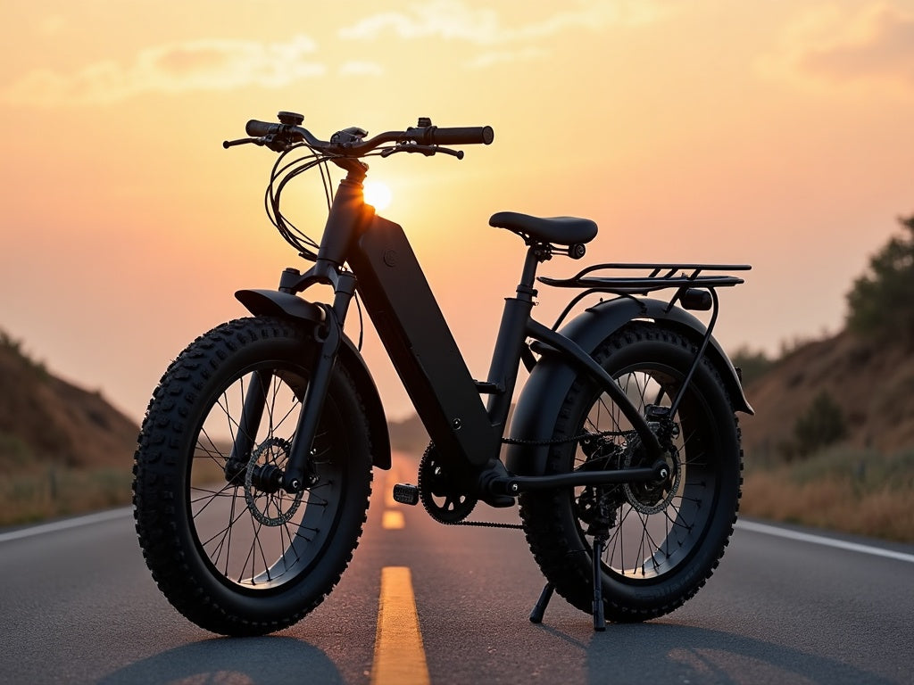 All-terrain electric bike on an open coastal road