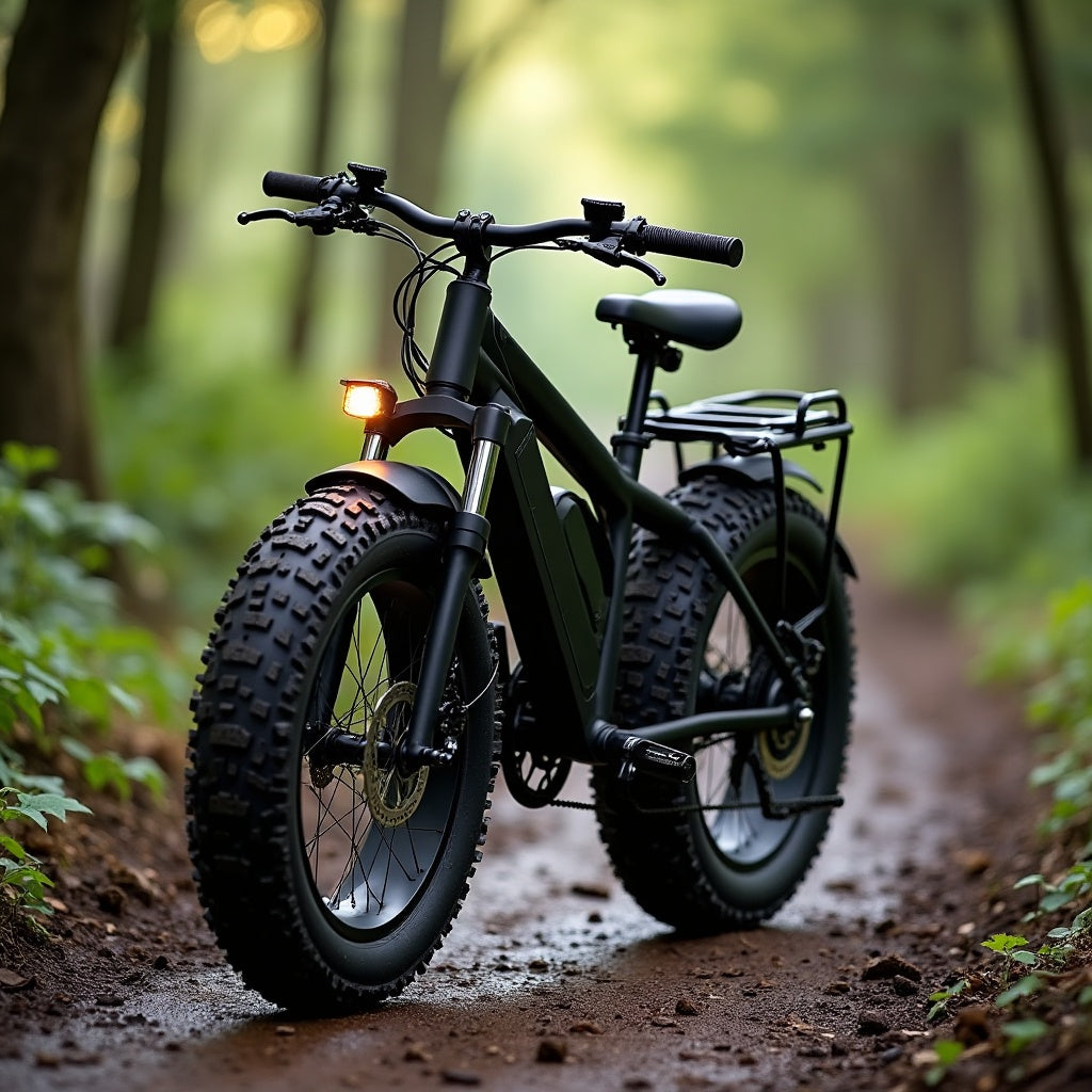 Riding on a forest trail