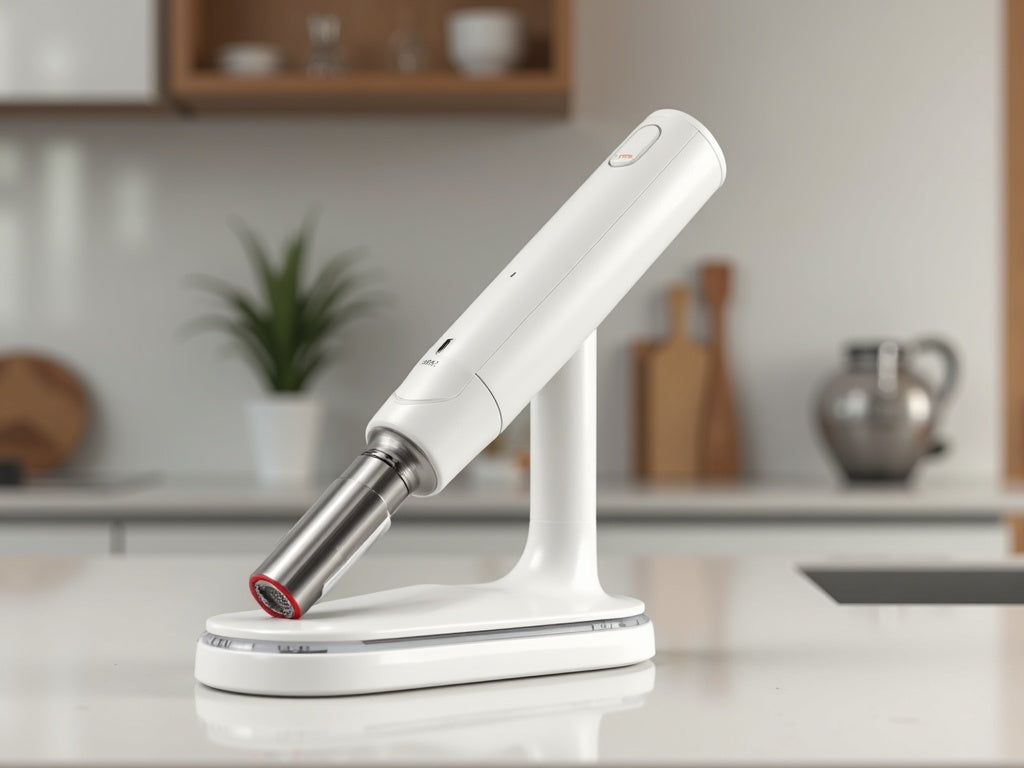 Hand vacuum on its charging dock
